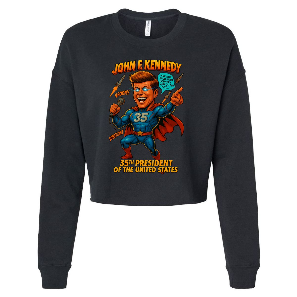 JFK The Presidential Chronicles Cropped Pullover Crew