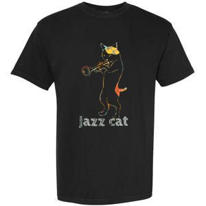 Jazz Trumpet Playing Kitty Cat Cool Jazz Cat Tee Garment-Dyed Heavyweight T-Shirt