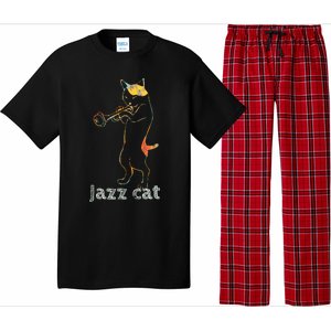 Jazz Trumpet Playing Kitty Cat Cool Jazz Cat Tee Pajama Set