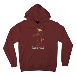 Jazz Trumpet Playing Kitty Cat Cool Jazz Cat Tee Hoodie