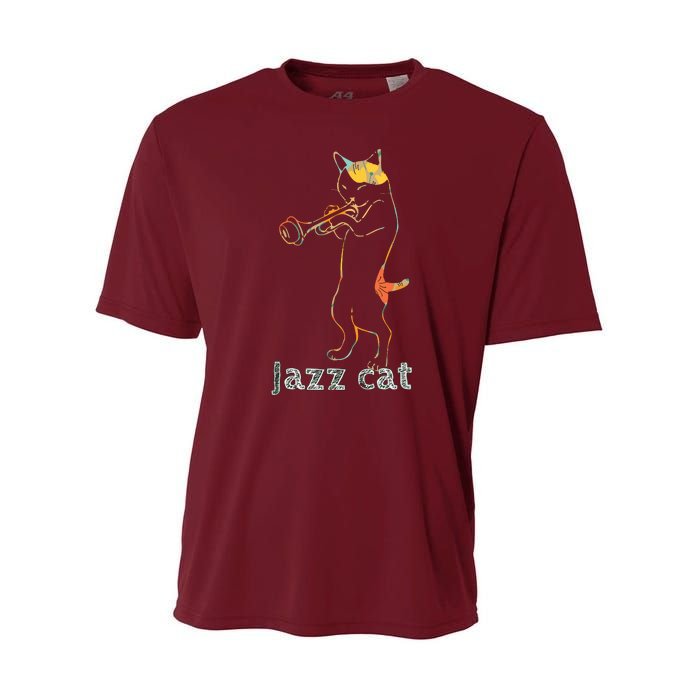 Jazz Trumpet Playing Kitty Cat Cool Jazz Cat Tee Youth Performance Sprint T-Shirt