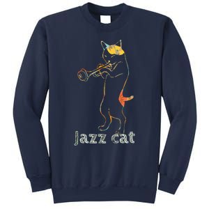 Jazz Trumpet Playing Kitty Cat Cool Jazz Cat Tee Sweatshirt