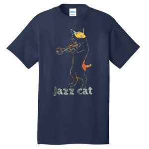 Jazz Trumpet Playing Kitty Cat Cool Jazz Cat Tee Tall T-Shirt