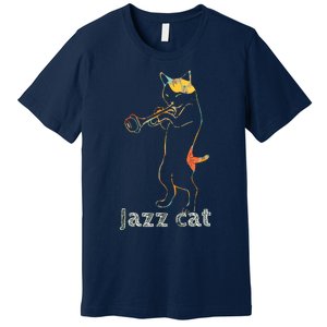 Jazz Trumpet Playing Kitty Cat Cool Jazz Cat Tee Premium T-Shirt