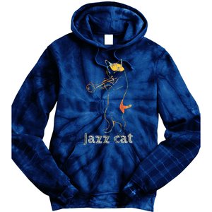 Jazz Trumpet Playing Kitty Cat Cool Jazz Cat Tee Tie Dye Hoodie