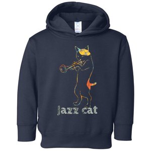 Jazz Trumpet Playing Kitty Cat Cool Jazz Cat Tee Toddler Hoodie