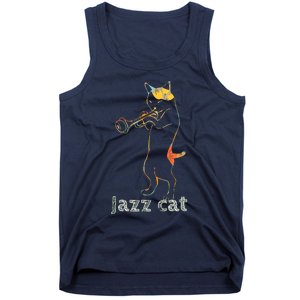 Jazz Trumpet Playing Kitty Cat Cool Jazz Cat Tee Tank Top