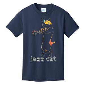 Jazz Trumpet Playing Kitty Cat Cool Jazz Cat Tee Kids T-Shirt