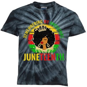 Juneteenth Tshirt Remembering My Ancestors Black Freedom Kids Tie-Dye T-Shirt