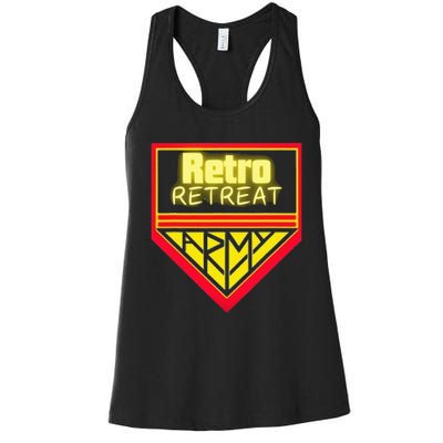 Join The Retro Retreat Army – Trendy Graphic Women's Racerback Tank