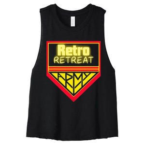 Join The Retro Retreat Army – Trendy Graphic Women's Racerback Cropped Tank