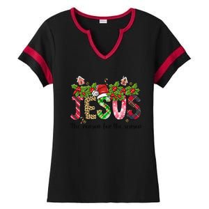 Jesus The Reason For The Season Christian Christmas God  Ladies Halftime Notch Neck Tee