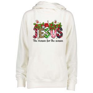 Jesus The Reason For The Season Christian Christmas God  Womens Funnel Neck Pullover Hood