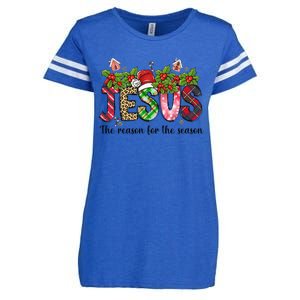 Jesus The Reason For The Season Christian Christmas God  Enza Ladies Jersey Football T-Shirt