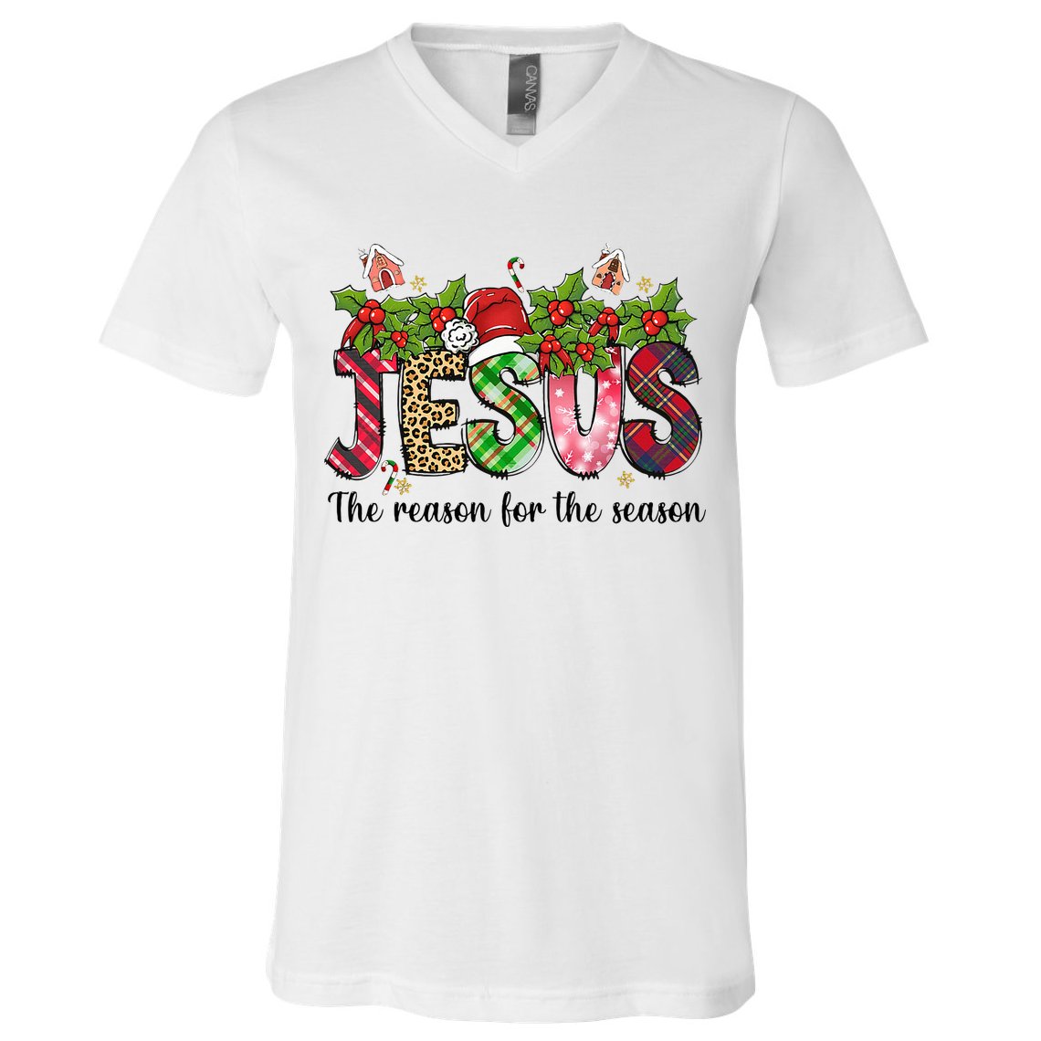 Jesus The Reason For The Season Christian Christmas God  V-Neck T-Shirt