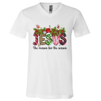 Jesus The Reason For The Season Christian Christmas God  V-Neck T-Shirt