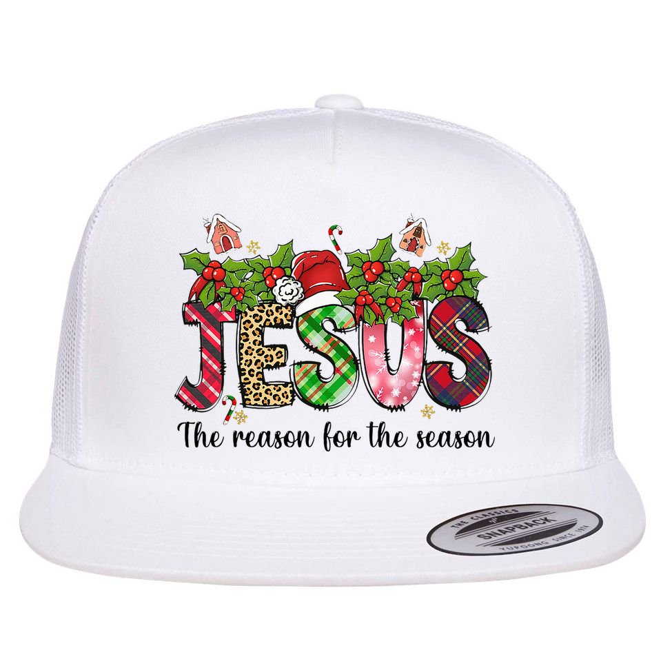 Jesus The Reason For The Season Christian Christmas God  Flat Bill Trucker Hat