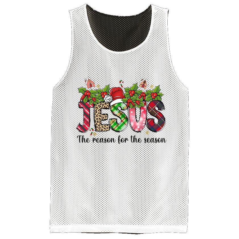 Jesus The Reason For The Season Christian Christmas God  Mesh Reversible Basketball Jersey Tank