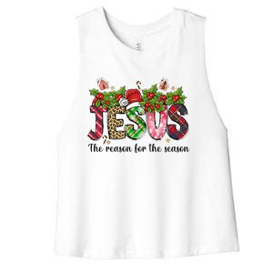 Jesus The Reason For The Season Christian Christmas God  Women's Racerback Cropped Tank