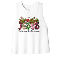 Jesus The Reason For The Season Christian Christmas God  Women's Racerback Cropped Tank