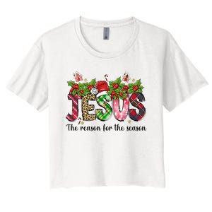 Jesus The Reason For The Season Christian Christmas God  Women's Crop Top Tee