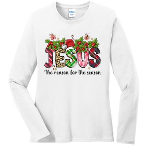 Jesus The Reason For The Season Christian Christmas God  Ladies Long Sleeve Shirt