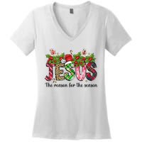 Jesus The Reason For The Season Christian Christmas God  Women's V-Neck T-Shirt