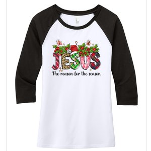 Jesus The Reason For The Season Christian Christmas God  Women's Tri-Blend 3/4-Sleeve Raglan Shirt