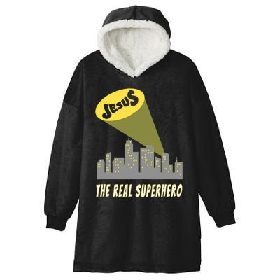 Jesus The Real Superhero Bat Signal Hooded Wearable Blanket