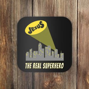 Jesus The Real Superhero Bat Signal Coaster