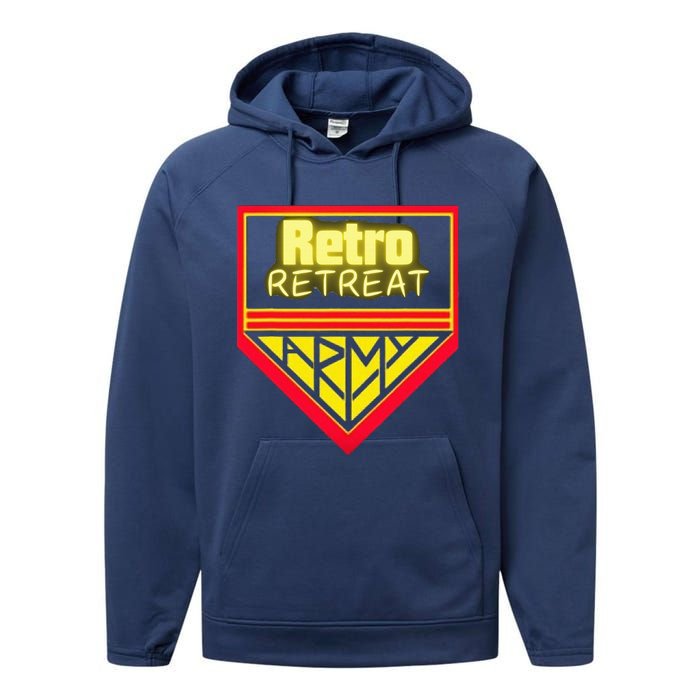 Join The Retro Retreat Army – Trendy Graphic Performance Fleece Hoodie