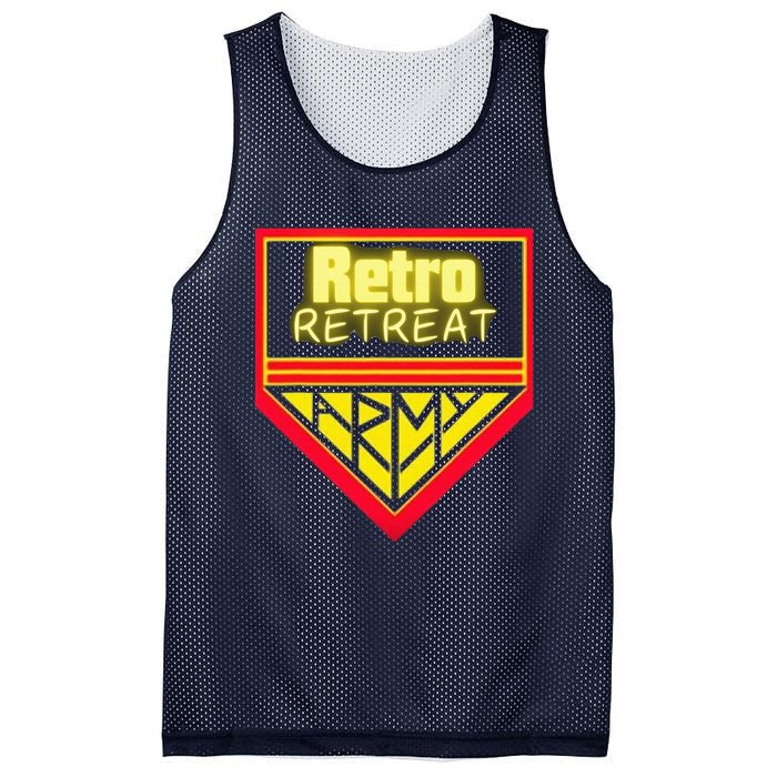 Join The Retro Retreat Army – Trendy Graphic Mesh Reversible Basketball Jersey Tank