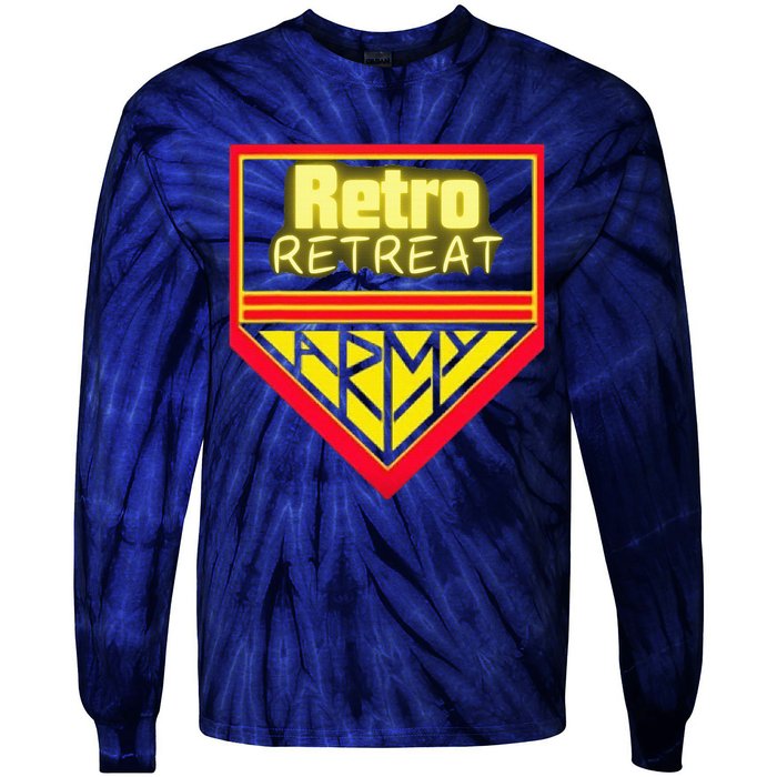 Join The Retro Retreat Army – Trendy Graphic Tie-Dye Long Sleeve Shirt