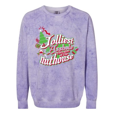 Jolliest This Side Of The Nuthouse Gym Funny Weightlifting Gift Colorblast Crewneck Sweatshirt