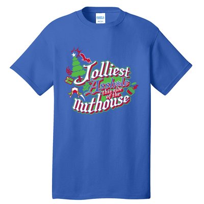 Jolliest This Side Of The Nuthouse Gym Funny Weightlifting Gift Tall T-Shirt