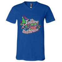 Jolliest This Side Of The Nuthouse Gym Funny Weightlifting Gift V-Neck T-Shirt