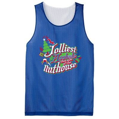 Jolliest This Side Of The Nuthouse Gym Funny Weightlifting Gift Mesh Reversible Basketball Jersey Tank