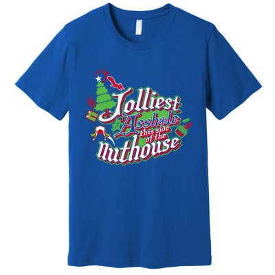 Jolliest This Side Of The Nuthouse Gym Funny Weightlifting Gift Premium T-Shirt