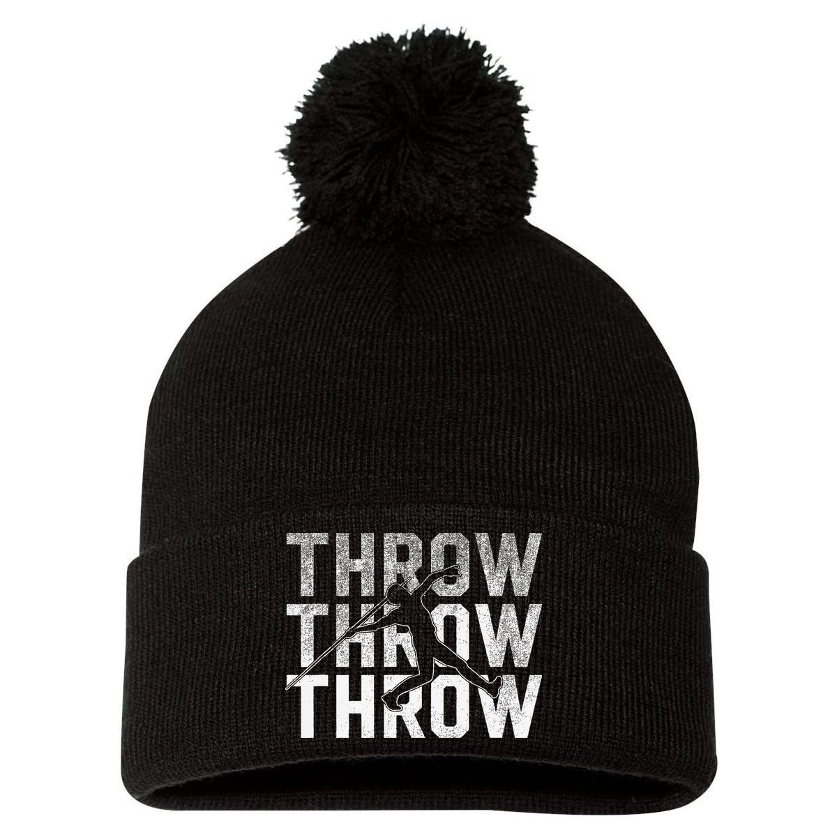 Javelin Throw Sports Thrower Athlete Track Pom Pom 12in Knit Beanie