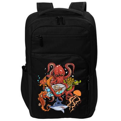 Jellyfish Turtle Seahorse Shark Octopus Ocean Animal Impact Tech Backpack