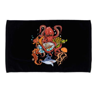 Jellyfish Turtle Seahorse Shark Octopus Ocean Animal Microfiber Hand Towel