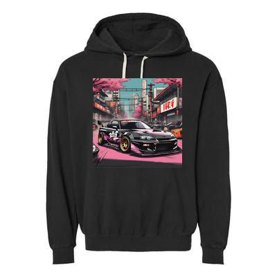 Jdm Tokyo Skyline Retro Japanese Race Car Drift Tuning Gift Garment-Dyed Fleece Hoodie