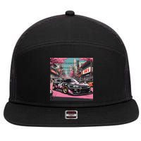 Jdm Tokyo Skyline Retro Japanese Race Car Drift Tuning Gift 7 Panel Mesh Trucker Snapback Hat