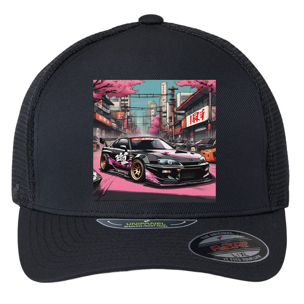 Jdm Tokyo Skyline Retro Japanese Race Car Drift Tuning Gift Flexfit Unipanel Trucker Cap
