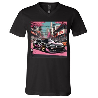 Jdm Tokyo Skyline Retro Japanese Race Car Drift Tuning Gift V-Neck T-Shirt