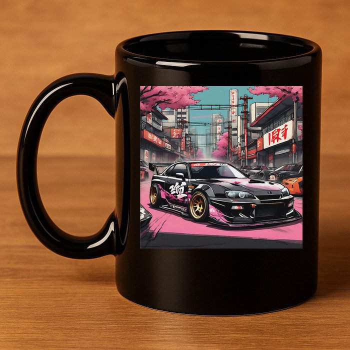 Jdm Tokyo Skyline Retro Japanese Race Car Drift Tuning Gift 11oz C Handle Ceramic Mug