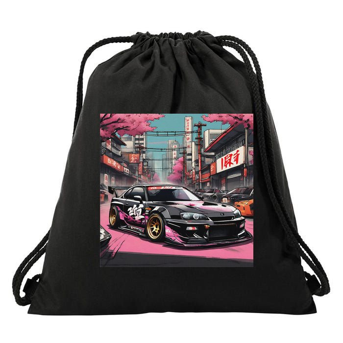 Jdm Tokyo Skyline Retro Japanese Race Car Drift Tuning Gift Drawstring Bag