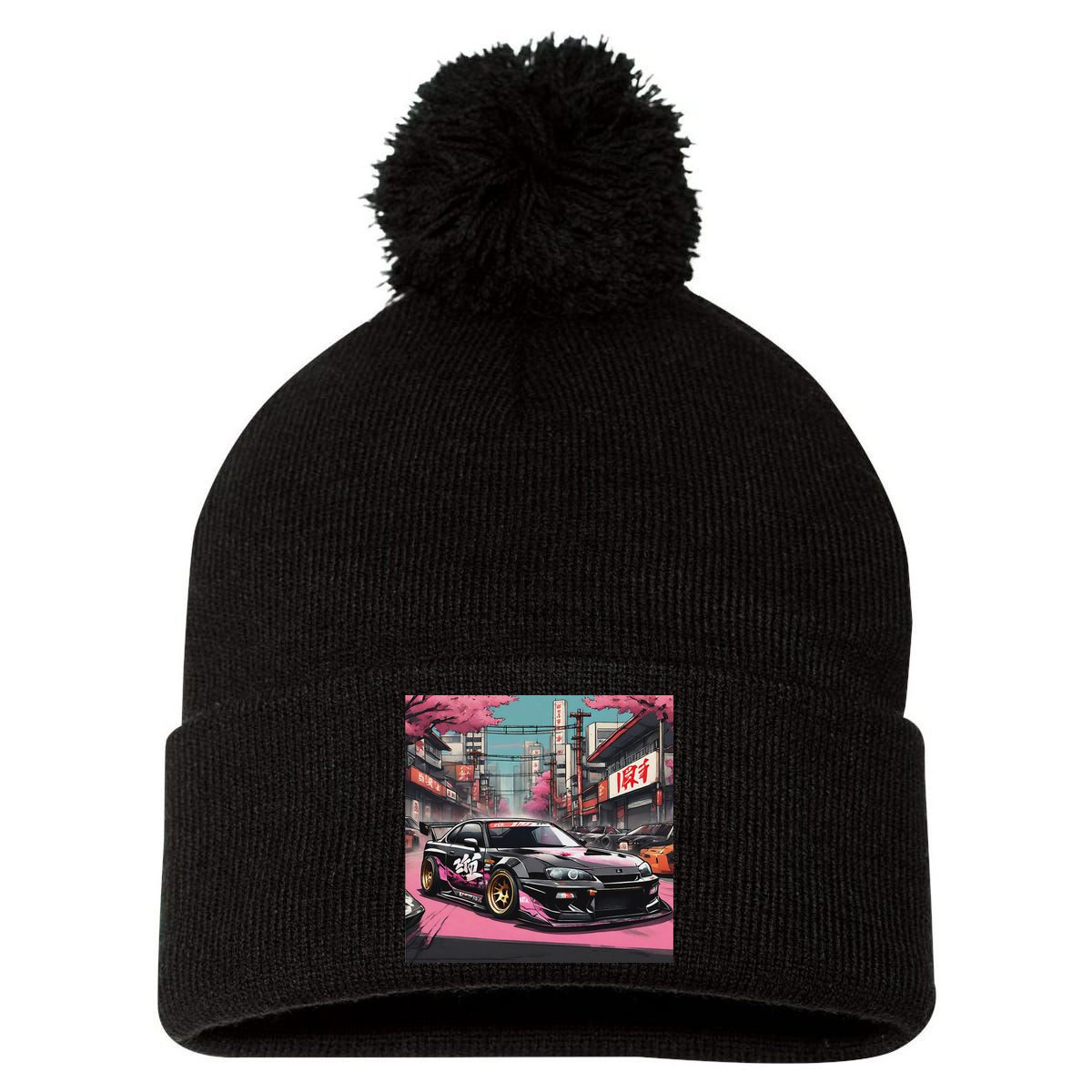 Jdm Tokyo Skyline Retro Japanese Race Car Drift Tuning Gift Pom Pom 12in Knit Beanie