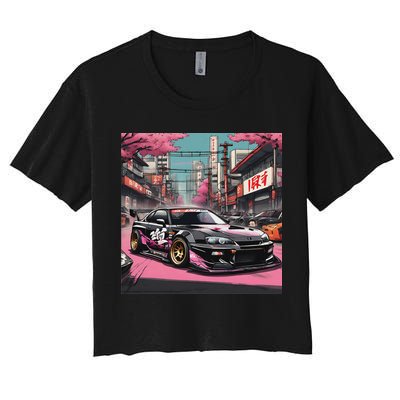Jdm Tokyo Skyline Retro Japanese Race Car Drift Tuning Gift Women's Crop Top Tee