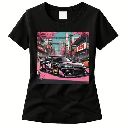 Jdm Tokyo Skyline Retro Japanese Race Car Drift Tuning Gift Womens T-Shirt